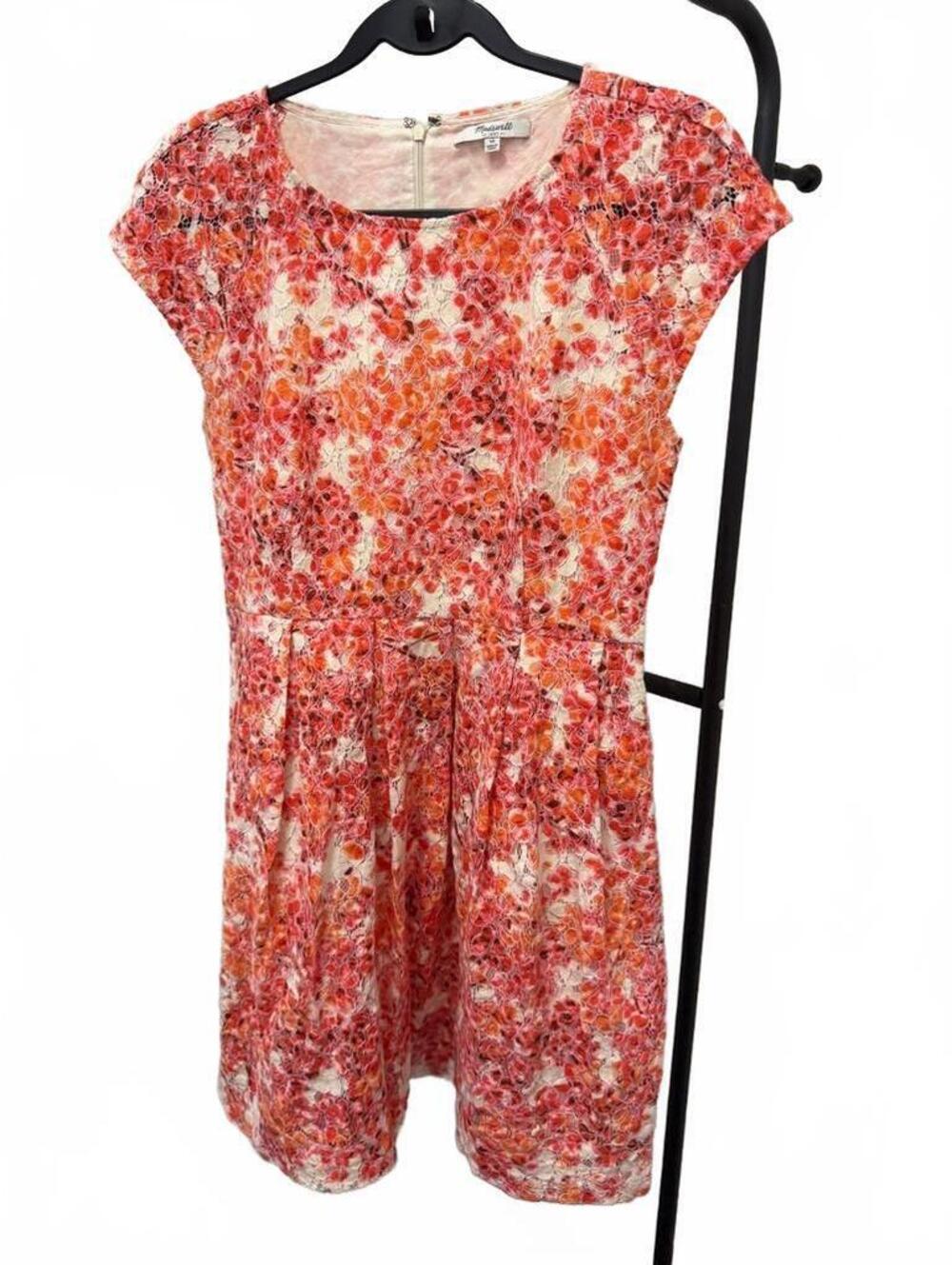 NWOT Madewell Women’s Size 10 Orange Floral Lace Fit & Flare Dress